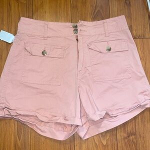 Y2k cargo shorts pink with brown buttons